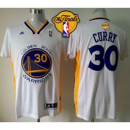 Revolution 30 Warriors #30 Stephen Curry White Alternate The Finals Patch Stitched NBA Jersey