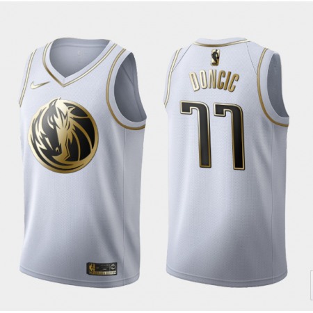 Men's Dallas Mavericks #77 Luka Doncic White 2019 Golden Edition Stitched NBA Jersey