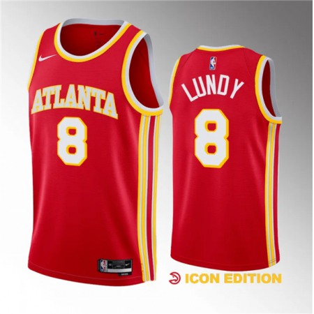 Men's Atlanta Hawks #8 Seth Lundy Red 2023 Draft Icon Edition Stitched Jersey