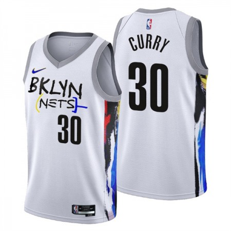 Men's Brooklyn Nets #30 Seth Curry 2022/23 White City Edition Stitched Basketball Jersey