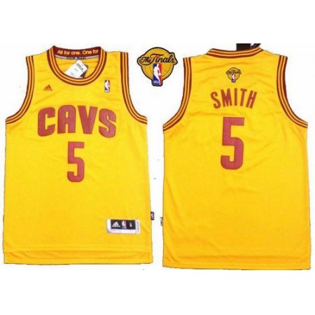 Revolution 30 Cavaliers #5 J.R. Smith Yellow The Finals Patch Stitched NBA Jersey