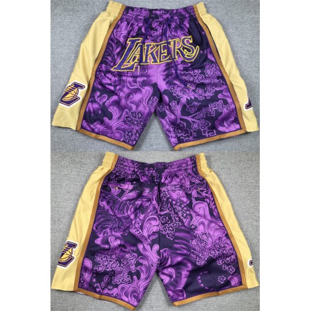 Men's Los Angeles Lakers Purple Gold Shorts (Run Small)