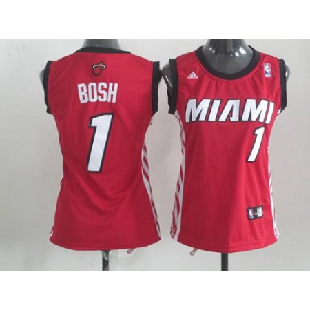 Heat #1 Chris Bosh Red Women's Alternate Stitched NBA Jersey