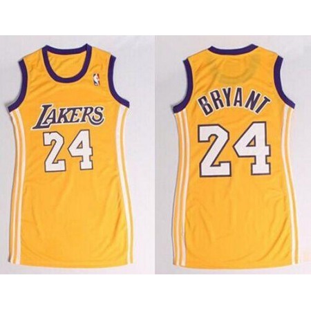 Lakers #24 Kobe Bryant Gold Women's Dress Stitched NBA Jersey