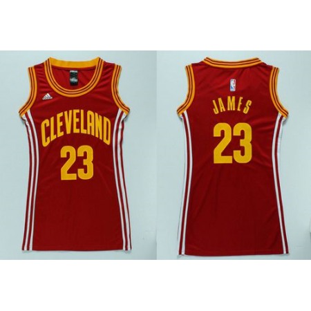 Cavaliers #23 LeBron James Red Women's Dress Stitched NBA Jersey