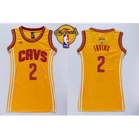 Cavaliers #2 Kyrie Irving Gold The Finals Patch Women's Dress Stitched NBA Jersey