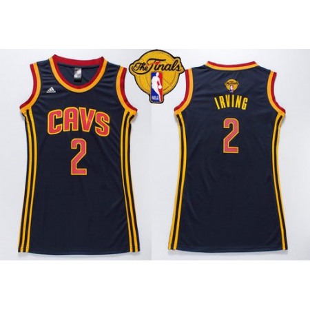 Cavaliers #2 Kyrie Irving Navy Blue The Finals Patch Women's Dress Stitched NBA Jersey