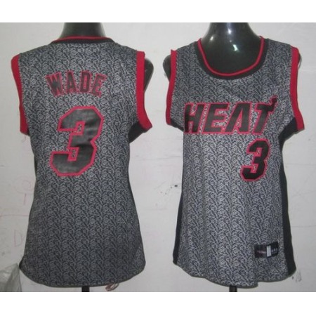 Heat #3 Dwyane Wade Grey Women's Static Fashion Stitched NBA Jersey