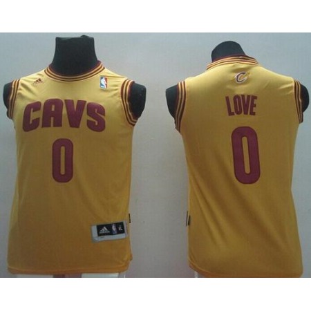 Revolution 30 Cavaliers #0 Kevin Love Gold Stitched Youth NBA Jersey