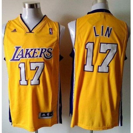 Revolution 30 Lakers #17 Jeremy Lin Gold Stitched Youth NBA Jersey