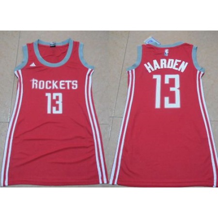 Rockets #13 James Harden Red Women's Dress Stitched NBA Jersey