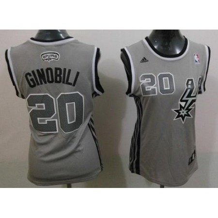 Spurs #20 Manu Ginobili Grey Alternate Women's Stitched NBA Jersey