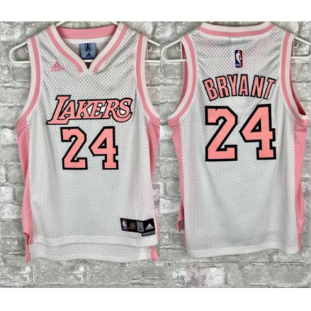 Toddlers Los Angeles Lakers #24 Kobe Bryant Pink Stitched Basketball Jersey