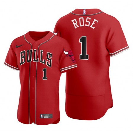 Youth Chicago Bulls #1 Derrick Rose Red Cool Base Stitched Baseball Jersey