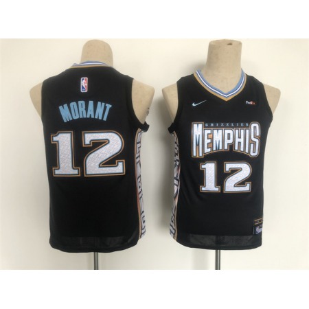 Youth Memphis Grizzlies #12 Ja Morant Black 2022/23 City Edition Stitched Basketball Jersey