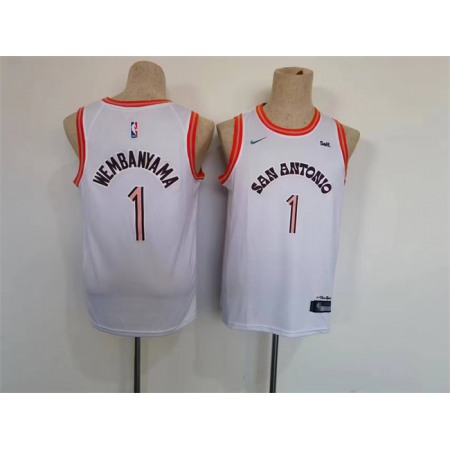 Youth San Antonio Spurs #1 Victor Wembanyama White City Edition Stitched Jersey