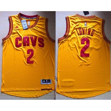 Cavaliers #2 Kyrie Irving Gold Revolution 30 Stitched Youth NBA Jersey