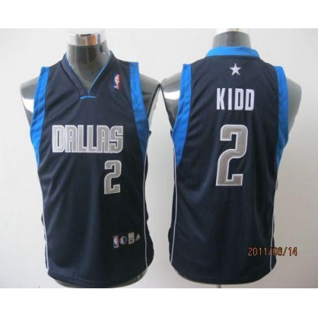 Mavericks #2 Jason Kidd Dark Blue Stitched Youth NBA Jersey