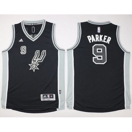 Spurs #9 Tony Parker Black New Road Youth Stitched NBA Jersey