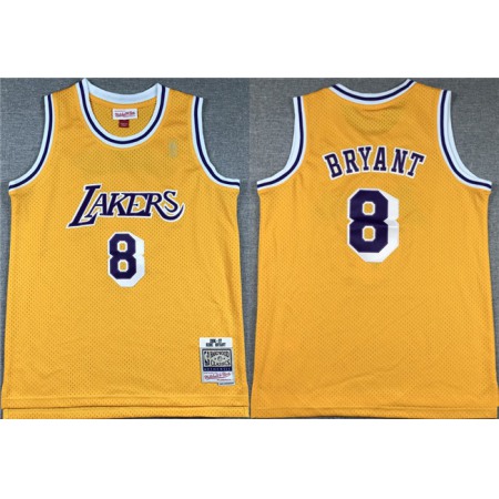 Youth Los Angeles Lakers #8 Kobe Bryant Yellow Stitched Basketball Jersey