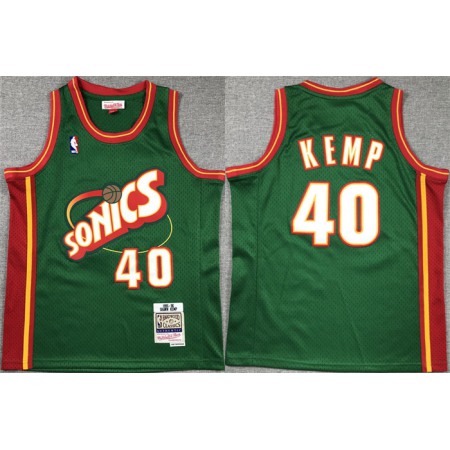 Youth Oklahoma City Thunder #40 Shawn Kemp Green Stitched Basketball Jersey