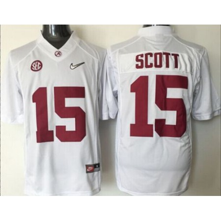 Crimson Tide #15 JK Scott White 2016 National Championship Stitched NCAA Jersey