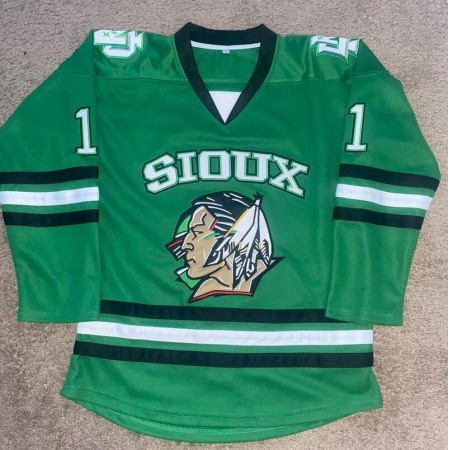 Men's North Dakota Fighting Hawks Custom Green Stitched Jersey