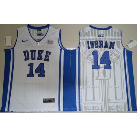 Blue Devils #14 Brandon Ingram White Basketball Elite V Neck Stitched NCAA Jersey