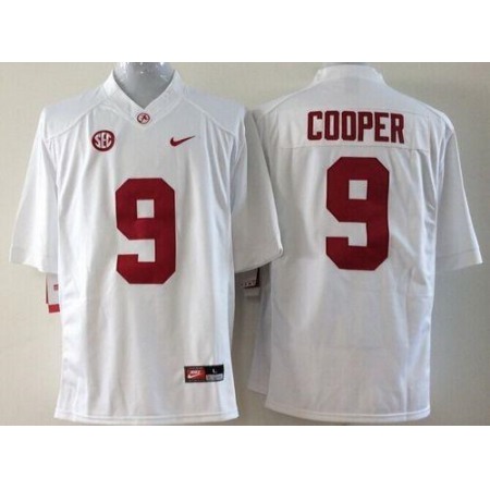 Crimson Tide #9 Amari Cooper White SEC Patch Stitched Youth NCAA Jersey