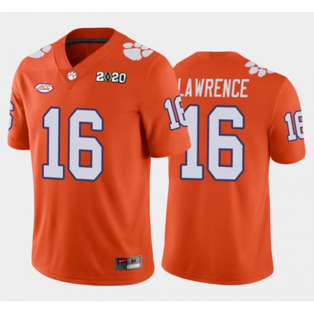 Men's Clemson Tigers #16 Trevor Lawrence Orange 2020 National Championship Stitched Football Jersey