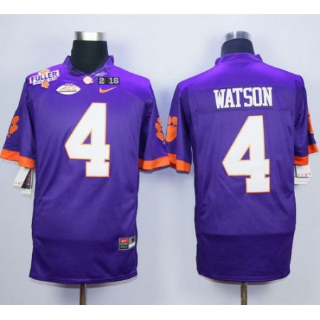 Tigers #4 Deshaun Watson Purple Limited 2016 College Football Playoff National Championship Patch Stitched NCAA Jersey