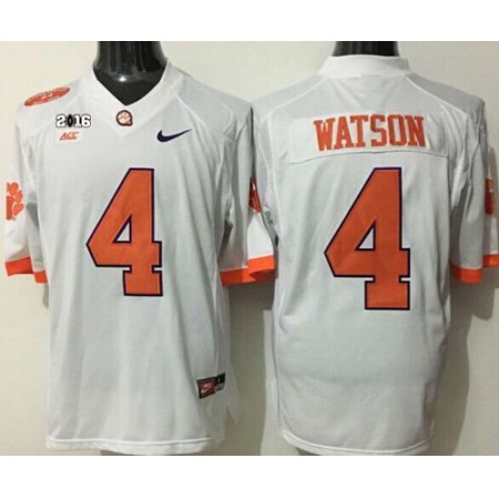 Tigers #4 Deshaun Watson White Limited 2016 College Football Playoff National Championship Patch Stitched NCAA Jersey