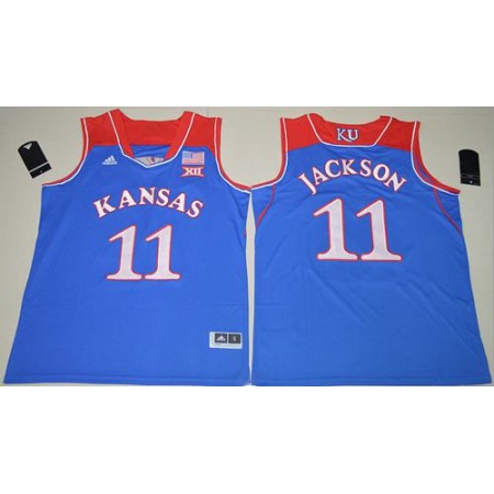 Jayhawks #11 Josh Jackson Royal Blue Basketball Authentic Stitched NCAA Jersey