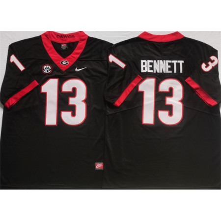 Men's Georgia Bulldogs #13 BENNETT Black College Football Stitched Jersey