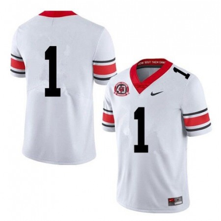 Men's Georgia Bulldogs #1 White 1980 National Champions 40th Anniversary College Stitched Jersey