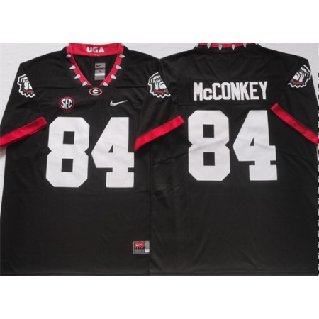 Men's Georgia Bulldogs #84 McCONKEY Black College Football Stitched Jersey