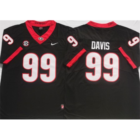 Men's Georgia Bulldogs #99 DAVIS Black College Football Stitched Jersey