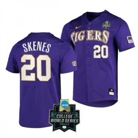 Men's LSU Tigers #20 Paul Skenes Purple Stitched Baseball Jersey