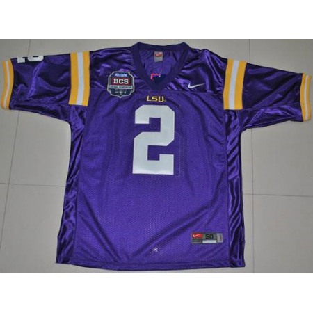 LSU Tigers #2 Rueben Randle Purple 2012 BCS Championship Patch Stitched NCAA Jersey