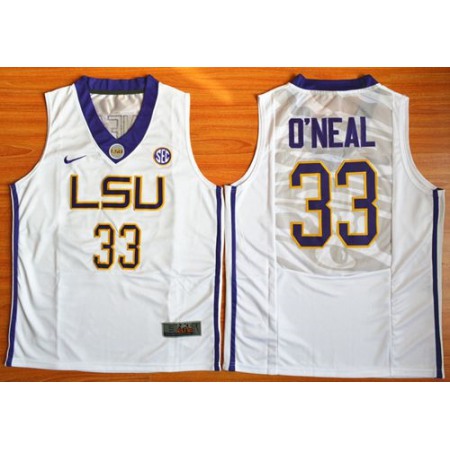 LSU Tigers #33 Shaquille O'Neal White Basketball Stitched NCAA Jersey