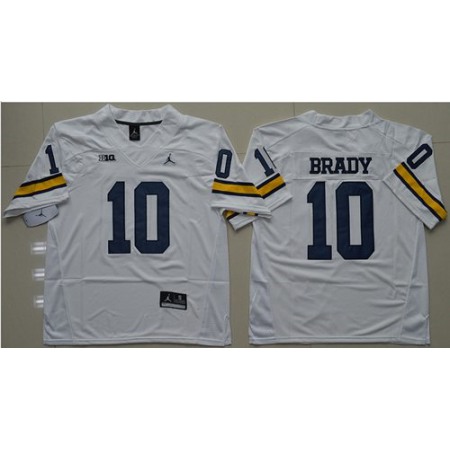 Wolverines #10 Tom Brady White Jordan Brand Stitched NCAA Jersey