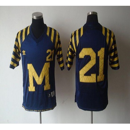 Wolverines #21 Desmond Howard Blue Under The Lights Stitched NCAA Jersey