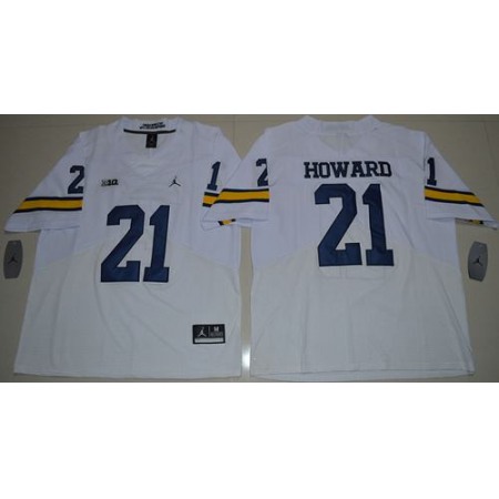 Wolverines #21 Desmond Howard White Jordan Brand Elite Stitched NCAA Jersey