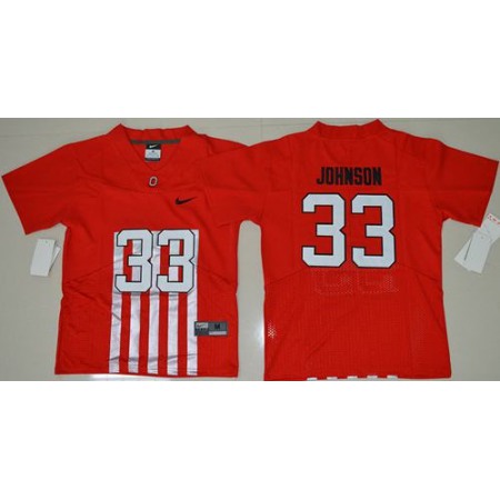 Buckeyes #33 Pete Johnson Red Alternate Elite Stitched Youth NCAA Jersey