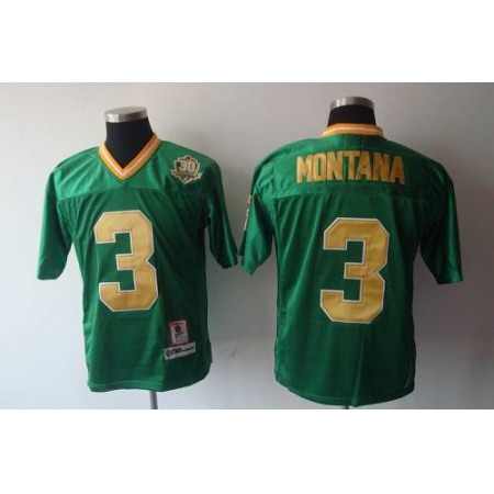 Dame #3 Joe Montana Green With 30TH Patch Stitched NCAA Jersey