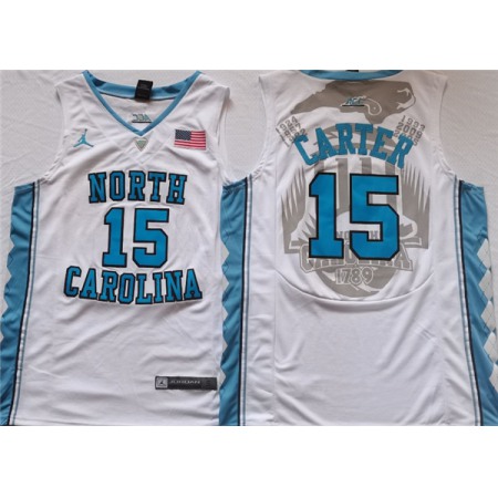 Men's North Carolina Tar Heels #15 Vince Carter White Stitched Jersey