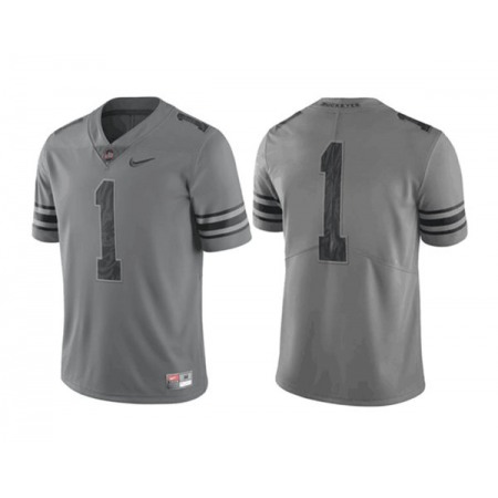 Men's Ohio State Buckeyes #1 Justin Fields Gray Stitched Jersey