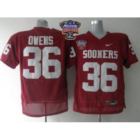 Sooners #36 Steve Owens Red 2014 Sugar Bowl Patch Stitched NCAA Jersey