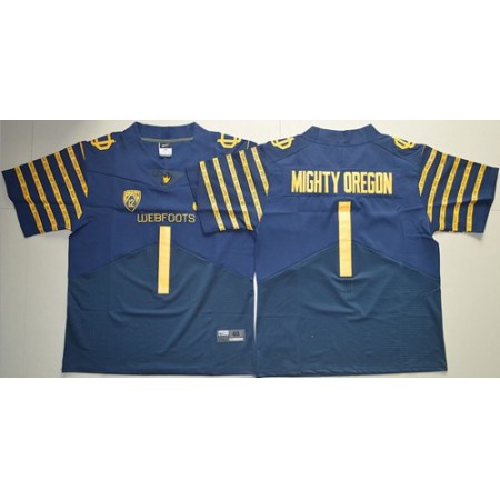 Ducks #1 Mighty Oregon Navy Blue Webfoots 100th Rose Bowl Game Elite Stitched NCAA Jersey