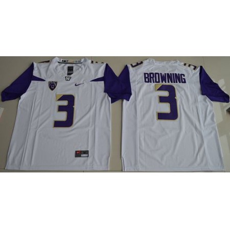 Huskies #3 Jake Browning White Limited Stitched NCAA Jersey